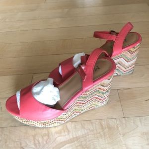 Summer Pattern Coral Wedge Shoes
